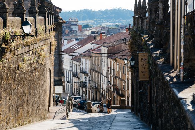 Street in historical centre of Santiago de Compostela