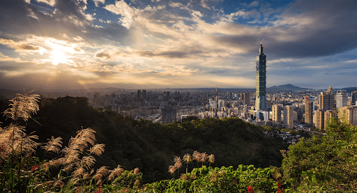 Sunset over Taipei city in Taiwan Sunset over Taipei city in Taiwan